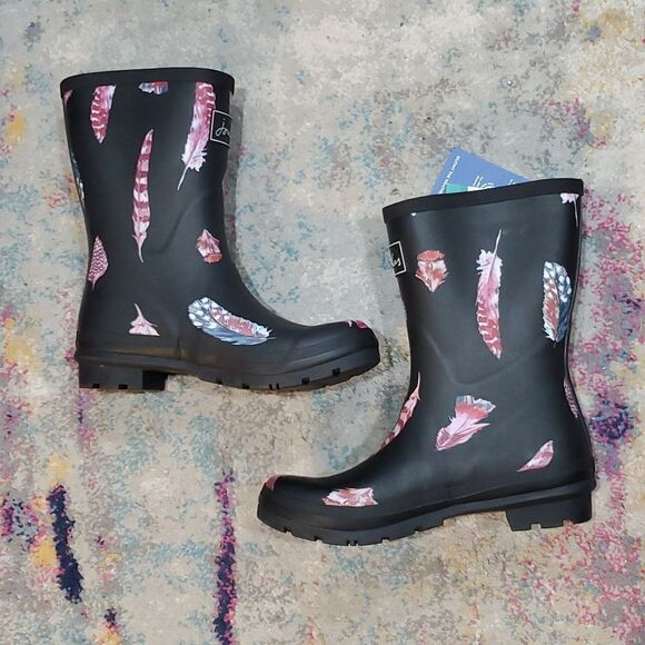 Joules Molly Welly Rubber Rain Boots in Feather Black Size 10 - Picture 13 of 16